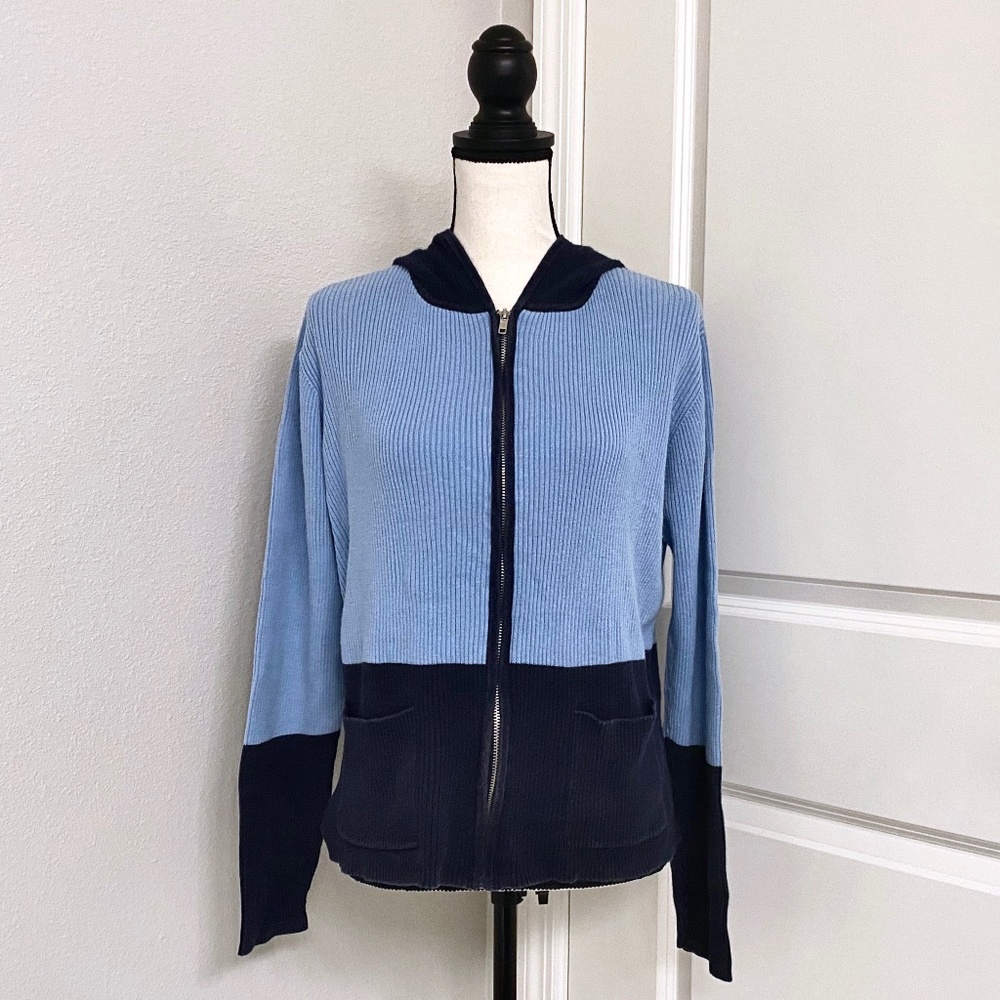JUNCTION WEST Blue Zipper Sweater with Hoodie